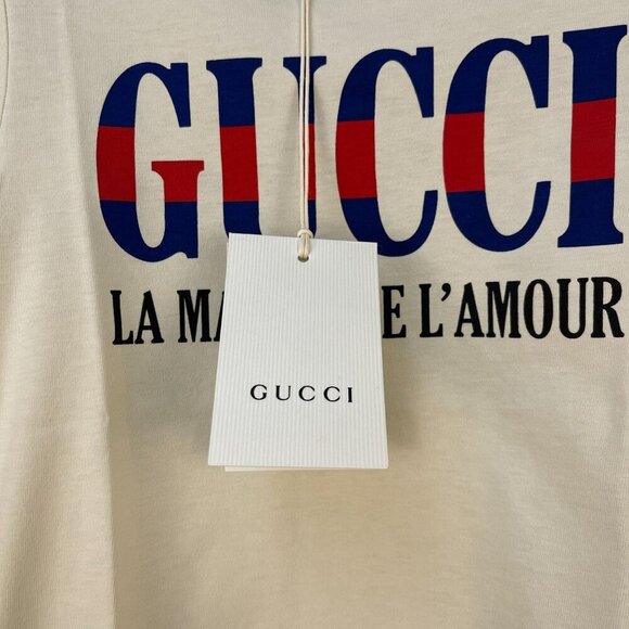 NWT Gucci Kids T-Shirt With Logo Prnt In Cream Size 4 - Picture 5 of 9